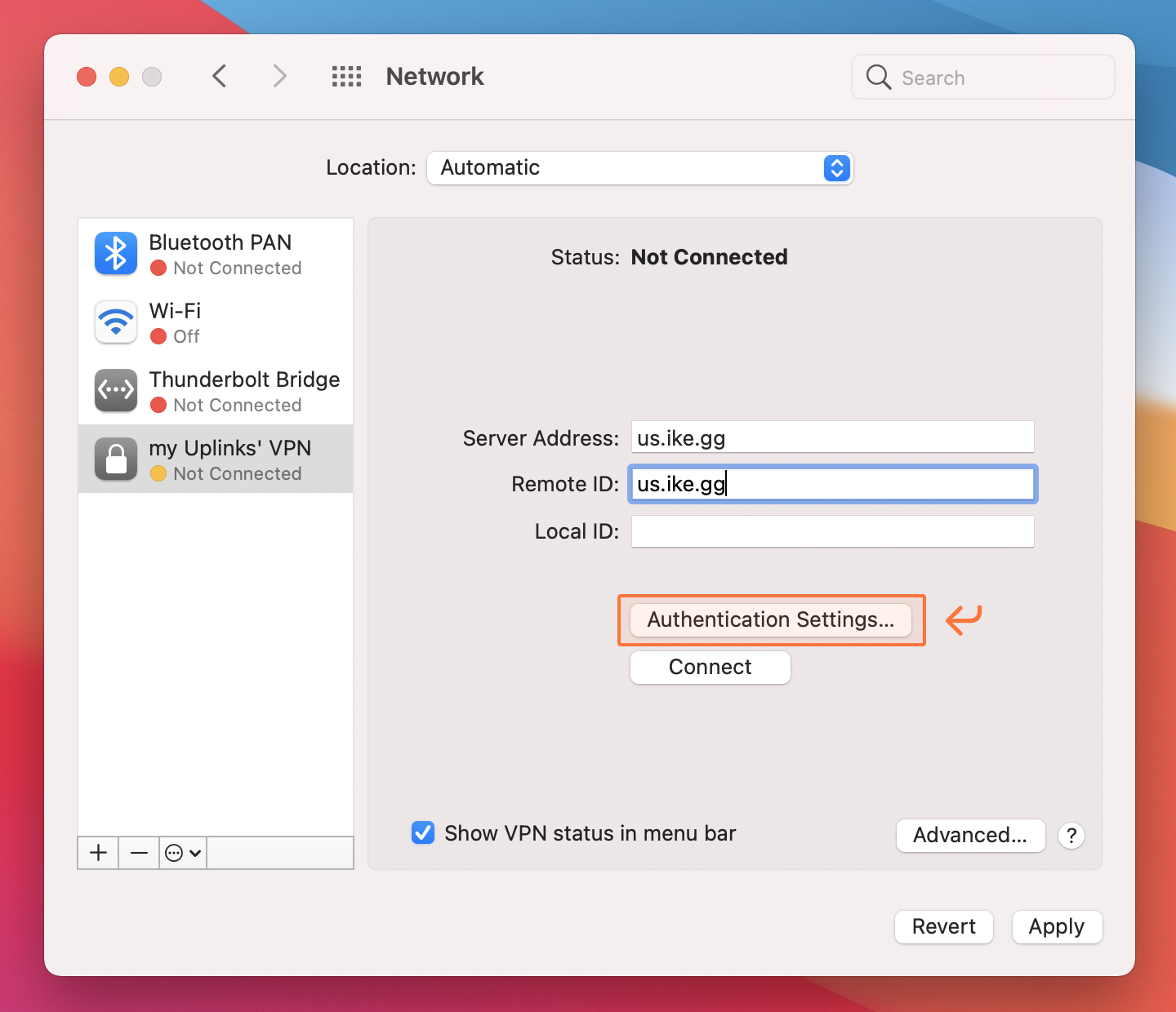 Uplinks VPN macOS Guide Step 2