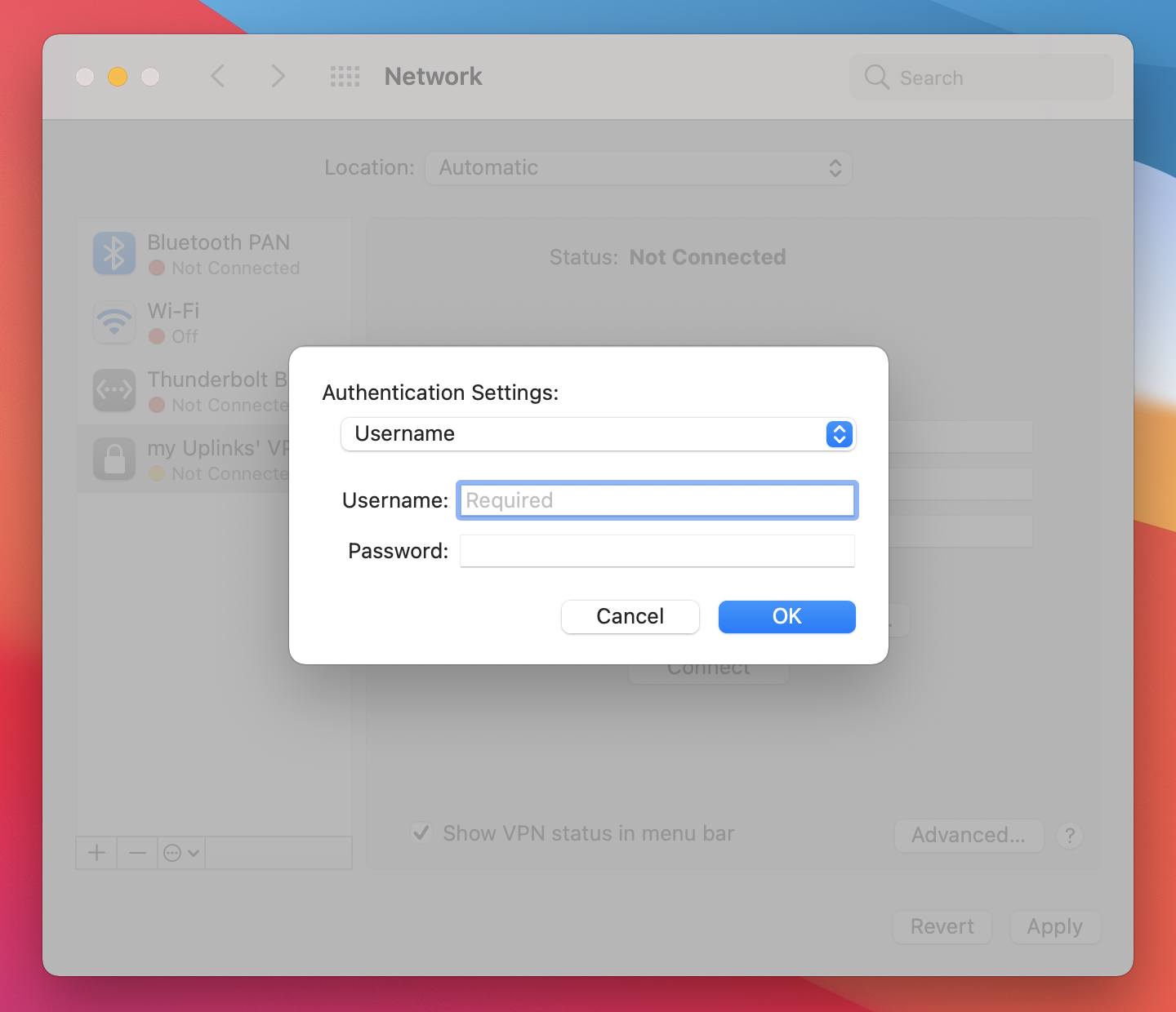 Uplinks VPN macOS Guide Step 2